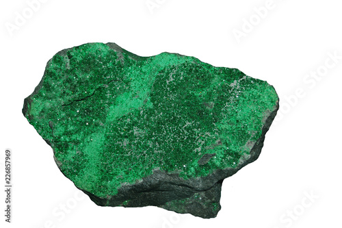 Fotografi mineral uvarovite isolated  sample