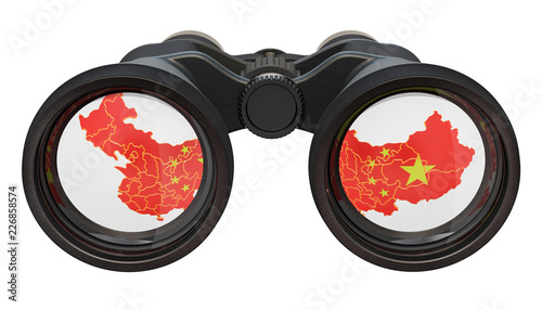 Photography Espionage in China concept, 3D rendering