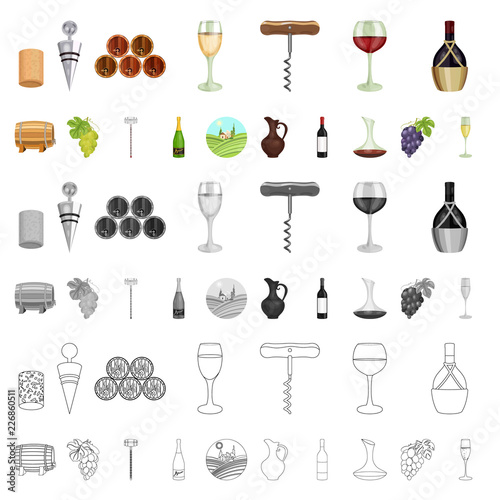 Wine products cartoon icons in set collection for design. Equipment and production of wine vector symbol stock web illustration.