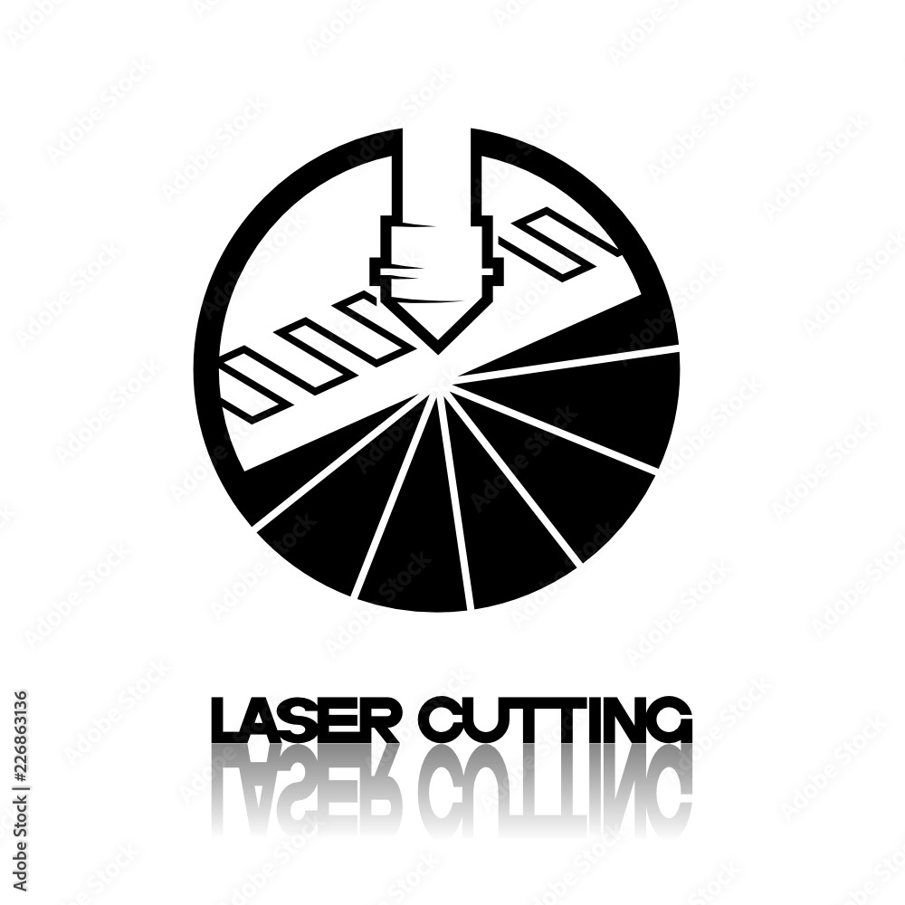 

Iliumustration consisting of two CNC machine images in the form of a symbol or logo. Laser cutting, engraving.
