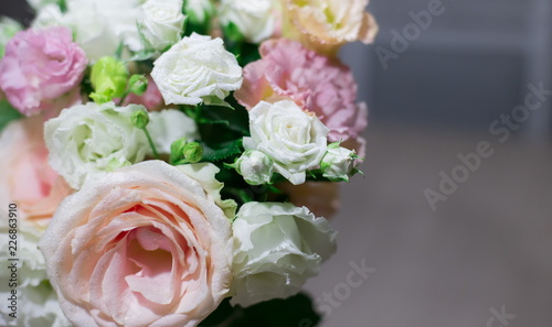 Flowers  white and pink roses  close up