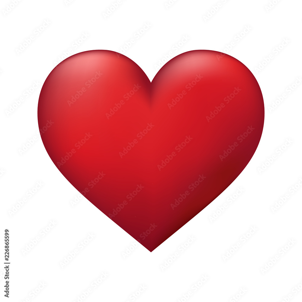 vector realistic red heart on white background vector realistic red heart on white background
