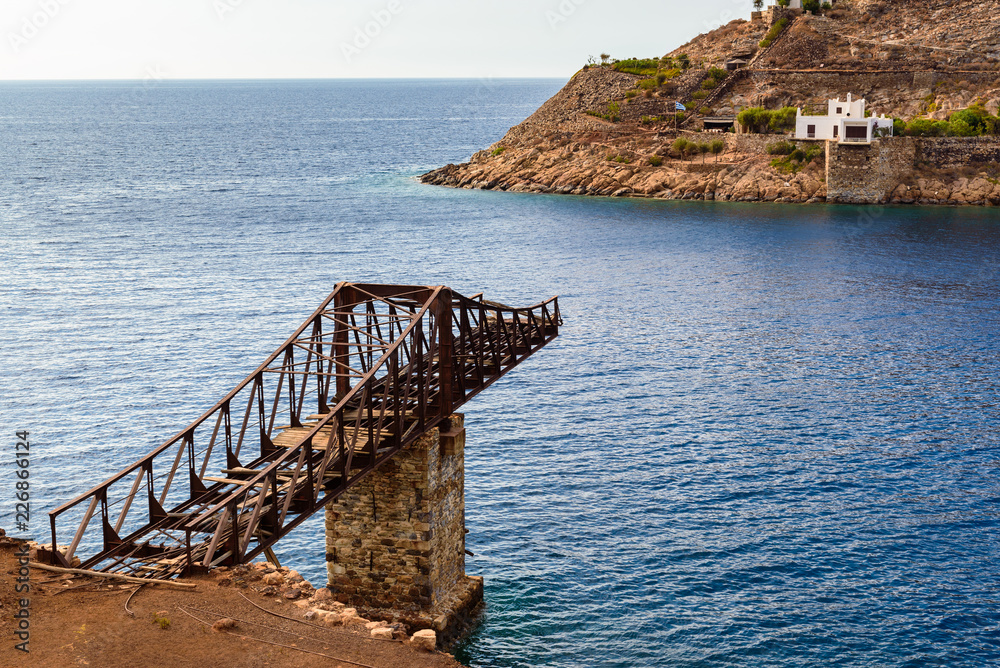 Obraz premium Old bridge in an abandoned mine in the southwest side of the island of Serfos. Greece