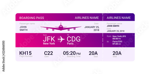 Violet boarding pass