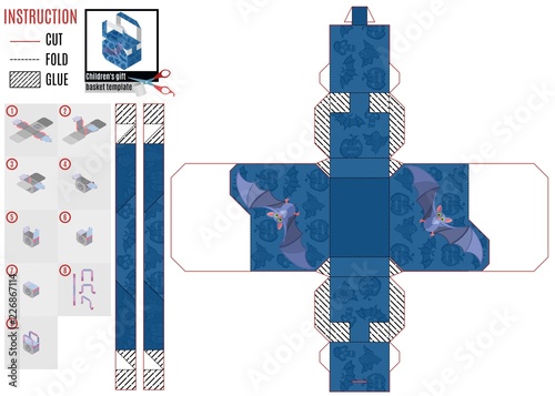 template boxes for sweets with a flying purple mouse