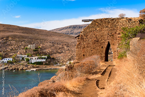 The area of Megalo Livadi and remains of mines. Serifos island, Greece photo