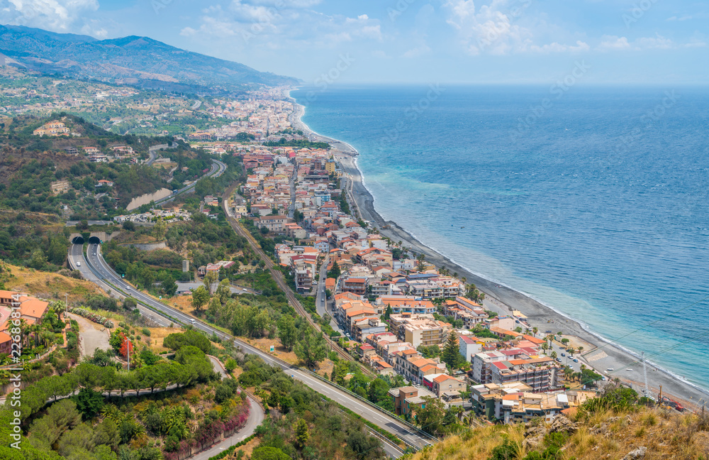 Panoramic view from Forza d'Agrò. Province of Messina, Sicily, southern Italy.