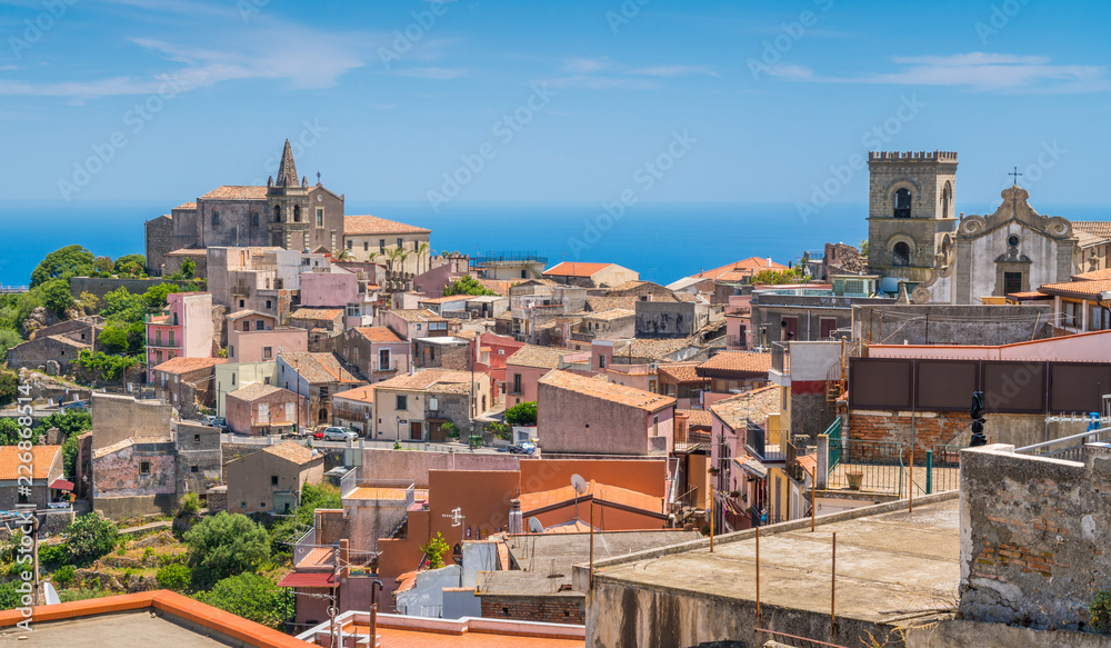 Scenic view in Forza d'Agrò, picturesque town in the Province of Messina, Sicily, southern Italy.
