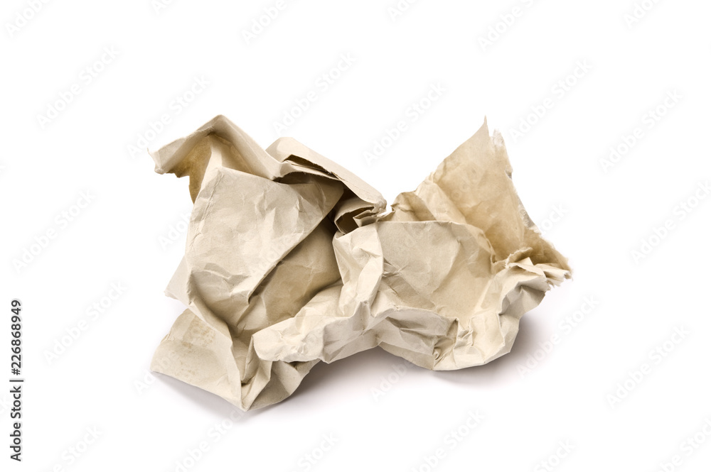 Crumpled paper on white background.