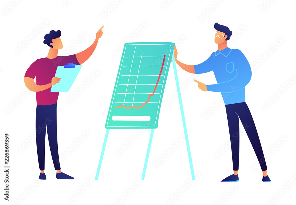 Businessman presenting growth chart vector illustration Businessman presenting growth chart vector illustration