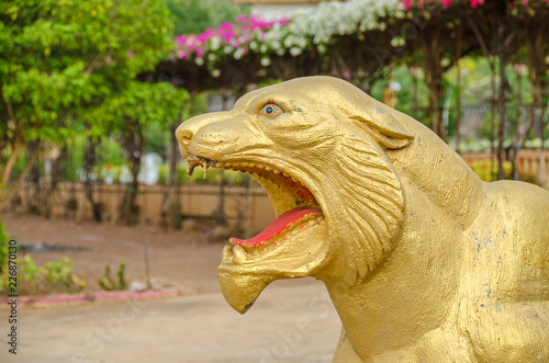 Lion statues in the Vipassana Dhura Buddhist Meditation Center in Oudong photo
