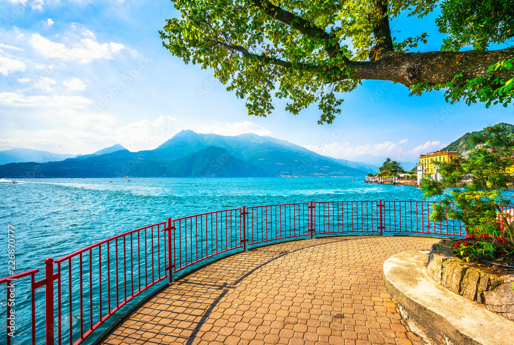 Varenna Walk of Lovers, Como Lake district landscape. Italy, Europe.