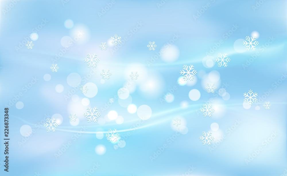 Chaotic blur for Christmas, New Years, bokeh of light snowflakes on background blue. Vector illustration for design and decorating Chaotic blur for Christmas, New Years, bokeh of light snowflakes on background blue. Vector illustration for design and decorating