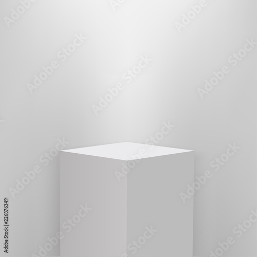 Wallpaper Mural Product presentation podium, white stage, Empty white pedestal, blank template mockup