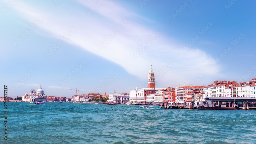 Beautiful view of the Grande canal on a Sunny day in Venice, Italy