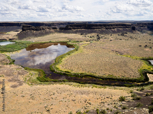 Dry Falls, a site of dried Ice Age giant waterfall in Washington state, USA