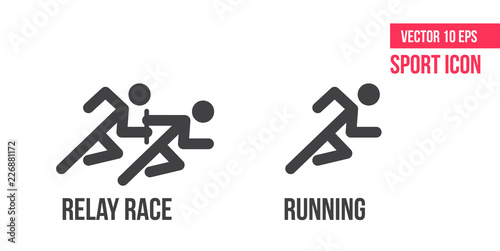 Running icon, relay race vector icon. Set of sport vector line icons. athlete pictogram