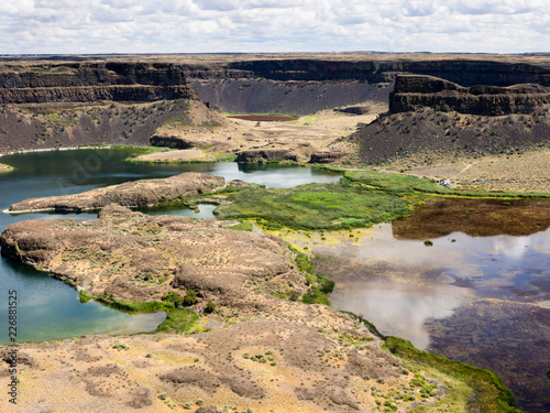 Dry Falls, a site of dried Ice Age giant waterfall in Washington state, USA