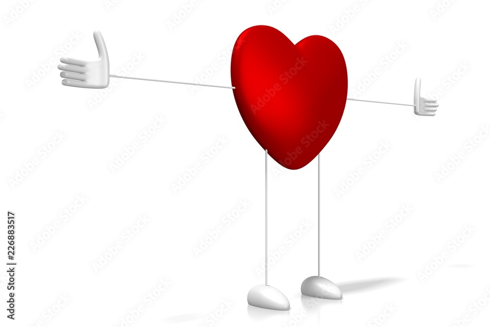 3D heart cartoon character 3D heart cartoon character