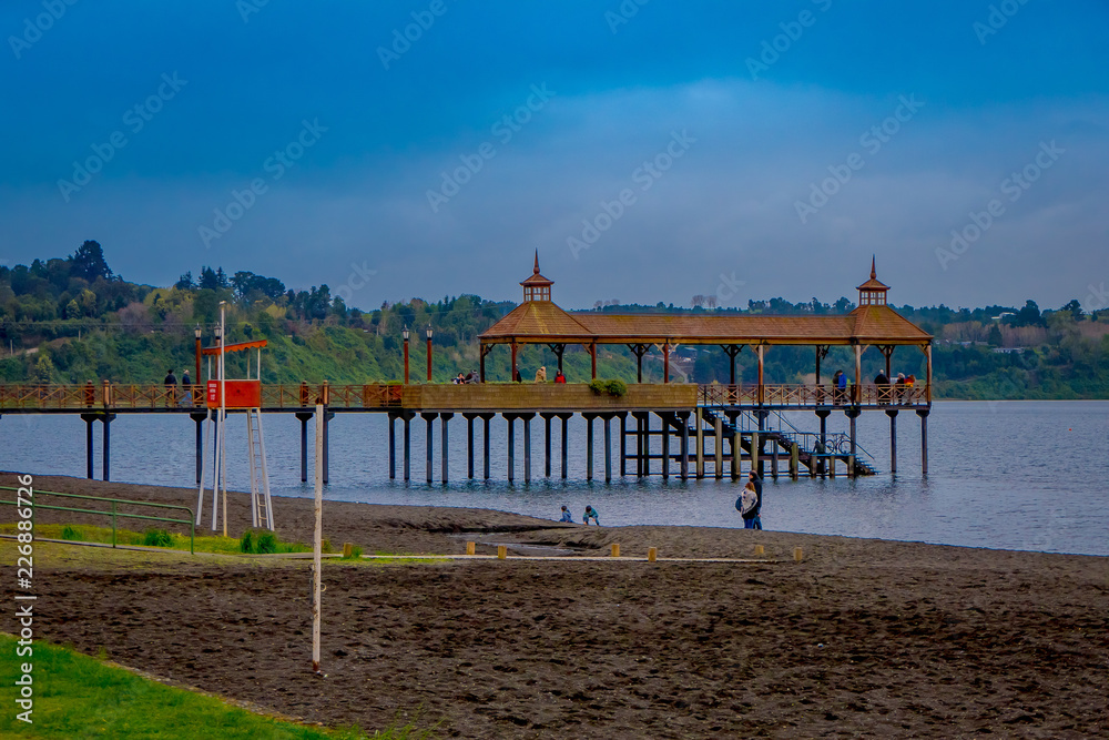 Beautiful view of pier at Llanquihue lake, Frutillar Bajo, Chile Beautiful view of pier at Llanquihue lake, Frutillar Bajo, Chile