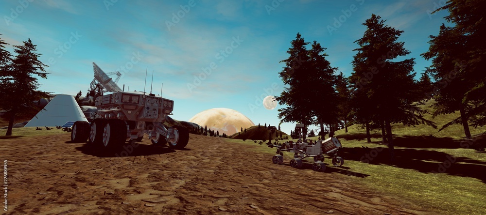 Obraz premium Extremely detailed and realistic high resolution 3d illustration of an earth like exoplanet. Elements of this imare are furnished by Nasa.