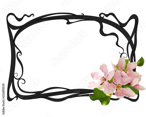 art nouveay frame with spring flowers