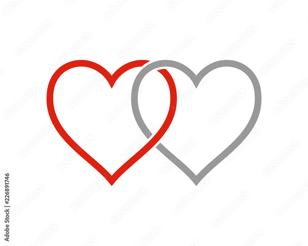 Line Art Double Heart Sign Symbol Icon Logo Vector