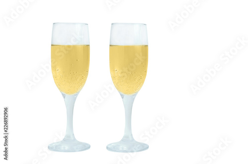 Two glasses of champagne. White isolate
