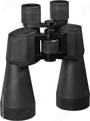 Black binoculars isolated over white background