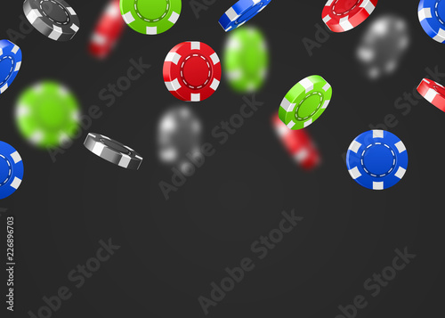 Red flying falling casino poker chips isolated on white background. Jackpot or winner concept. Vector illustration
