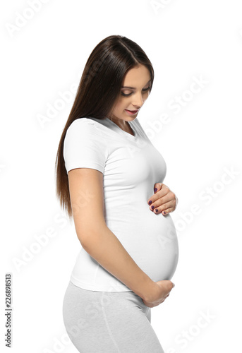 Beautiful pregnant woman ho...