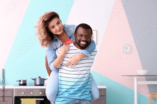 Cute interracial couple hav...