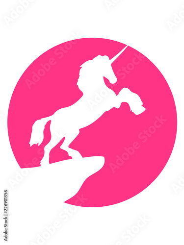 pink cool silhouette nacht klippe mond vollmond einhorn pferd horn unicorn fabelwesen pony reiten mädchen comic cartoon clipart