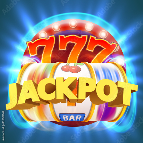 Golden slot machine wins the jackpot. Big win concept. Casino jackpot. Vector illustration