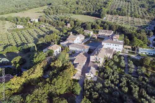 aerial shot of the lovely village of bagno vignoni in val d'Orcia  photo