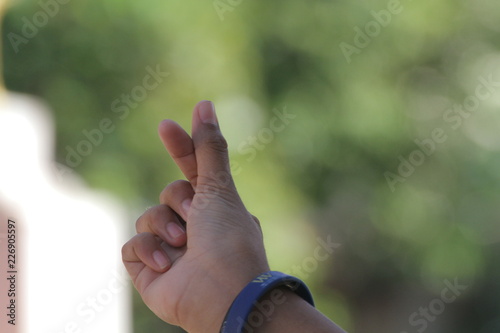 hand with leaf