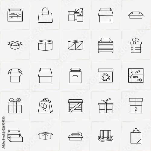 Boxes & Packages line icon set with bag, package and box