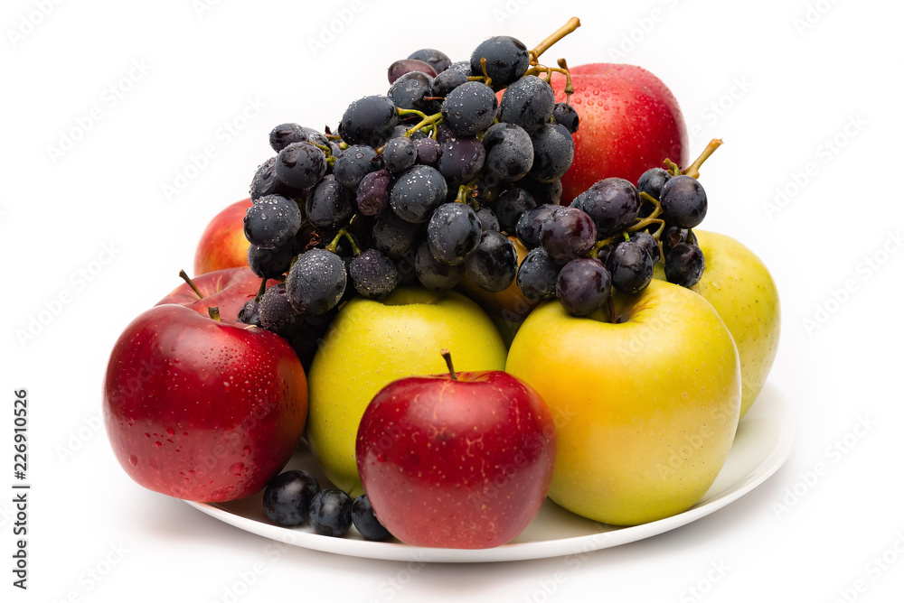 fresh fruit basket on white background fresh fruit basket on white background
