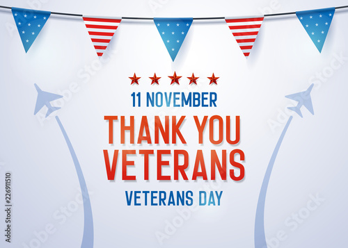 Thank you Veterans background. Vector illustration for veterans day 11 November national holiday in the us