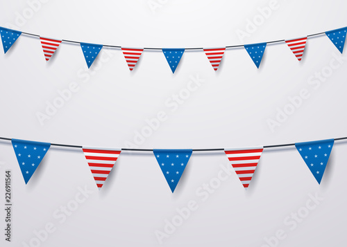 USA flag bunting decoration. Vector isolated object illustration for different national events
