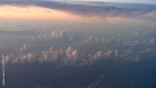 The cloud on sky from airplane window view