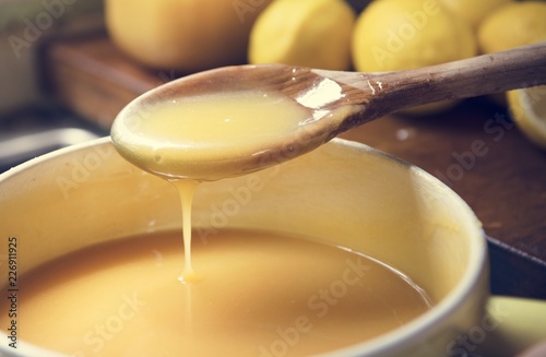 Schilderij op canvas Lemon curd food photography recipe idea