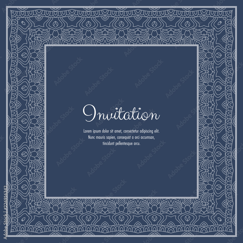 Abstract ornamental lace frame for greeting card or invitation