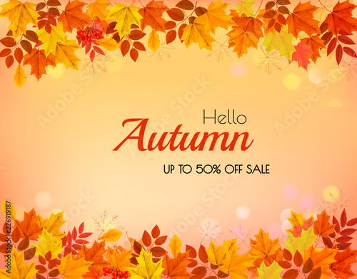 Autumn Background With Colorful Leaves. Vector