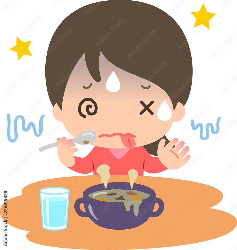 失敗作の料理を食べて目を回す女性 Stock Vector Adobe Stock