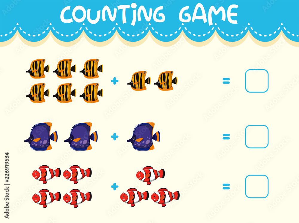 Naklejka premium Math counting game template