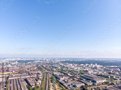 aerial panoramic view of city industrial area with multiple buildings © Mr Twister