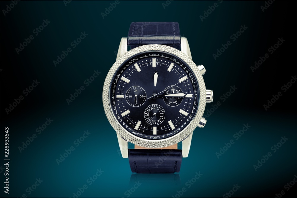 Men's mechanical watch on dark  background