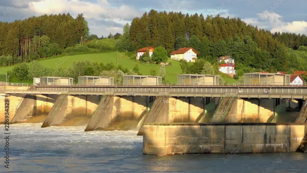 Spillway of the Passau-Ingling hydroelectric dam in Passau, Bayern, Germany Spillway of the Passau-Ingling hydroelectric dam in Passau, Bayern, Germany
