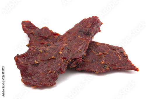 Black Pepper Beef Jerky on a White Background